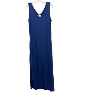 Skivys Femme Daydreamer Maxi Dress Navy Blue Jersey Knit V-neck - Size Large